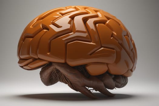 Human brain on a solid color background. ai generative