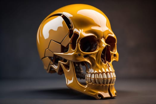 Human skull with gears and cogwheels. ai generative