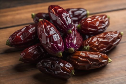 Dried fruits of date palm on a solid color background. Toned. ai generative