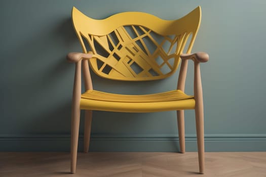 Wooden chair in the room. ai generative