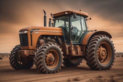 Modern tractor on a colored background. ai generative