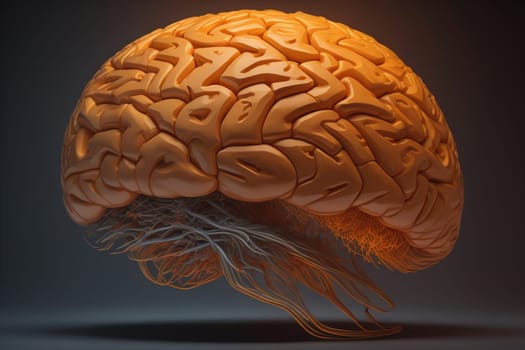 Human brain on a solid color background. ai generative