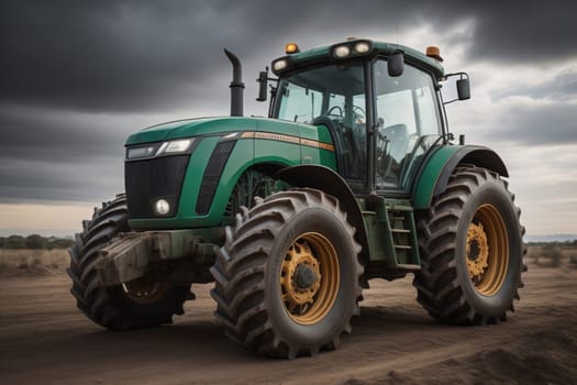 Modern tractor on a colored background. ai generative