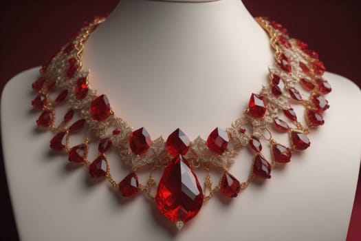 necklace on a mannequin in the studio on a solid color background. ai generative
