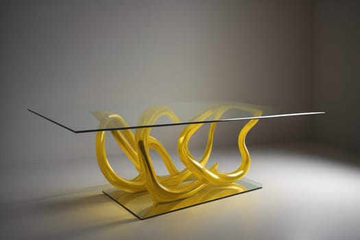 a glass table in a room. ai generative