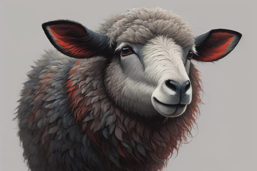 Sheep on a solid color background. Photo in old color image style. ai generative
