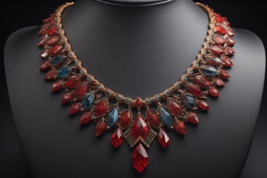 necklace on a mannequin in the studio on a solid color background. ai generative