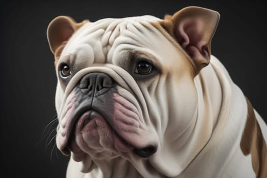 Portrait of a dog breed English Bulldog on a solid color background. ai generative