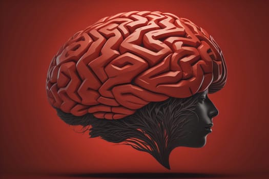 Human brain on a solid color background. ai generative