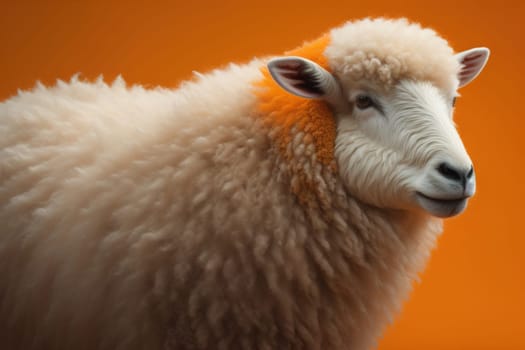 Sheep on a solid color background. Photo in old color image style. ai generative