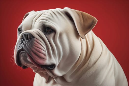 Portrait of a dog breed English Bulldog on a solid color background. ai generative