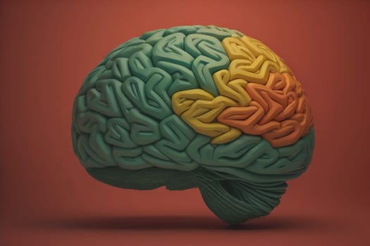 Human brain on a solid color background. ai generative