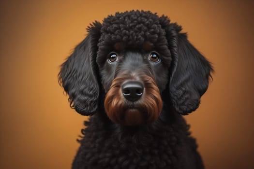 Portrait of a beautiful black dachshund puppy on a solid color background. ai generative