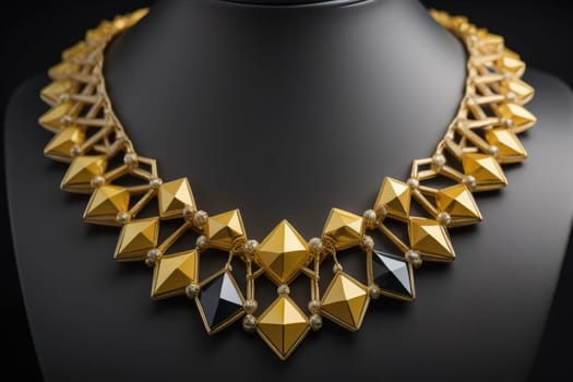 necklace on a mannequin in the studio on a solid color background. ai generative