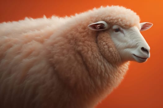 Sheep on a solid color background. Photo in old color image style. ai generative