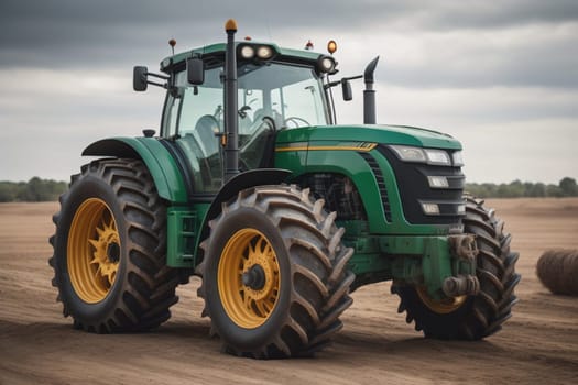 Modern tractor on a colored background. ai generative