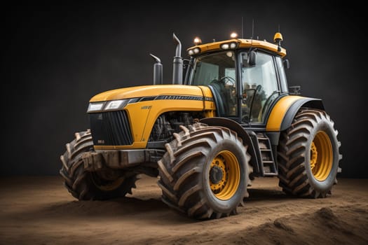 Modern tractor on a colored background. ai generative
