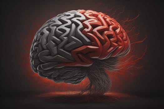 Human brain on a solid color background. ai generative