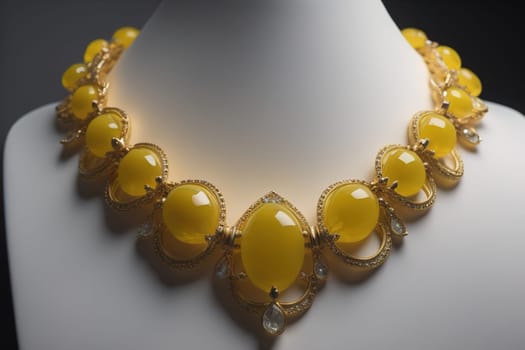 necklace on a mannequin in the studio on a solid color background. ai generative