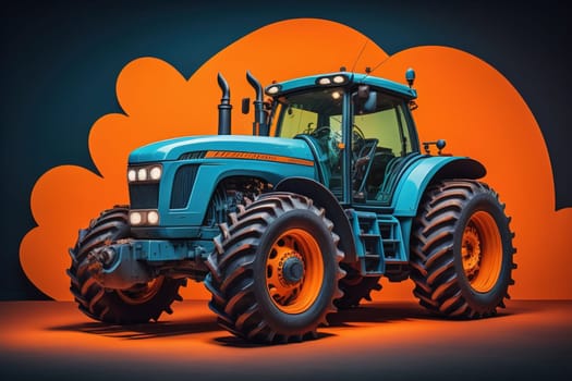 Modern tractor on a colored background. ai generative