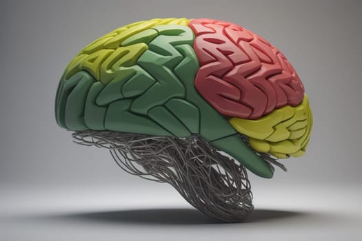 Human brain on a solid color background. ai generative