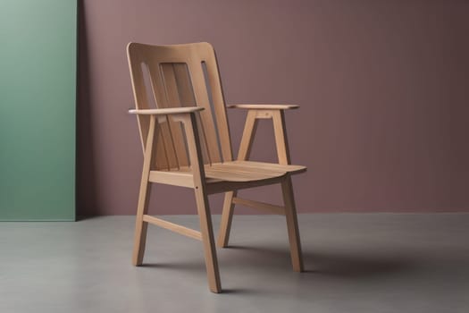 Wooden chair in the room. ai generative