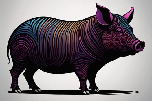 Pig head. Colorful vector illustration. Isolated on a solid color background. generative ai