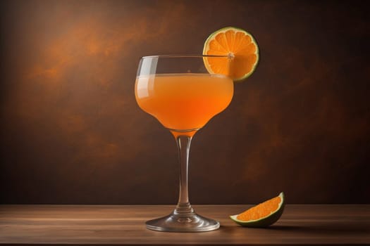 Alcohol cocktail drink on the table in bar. Toned image. ai generative