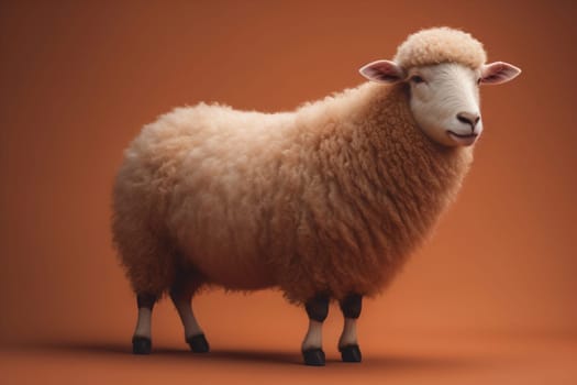 Sheep on a solid color background. Photo in old color image style. ai generative