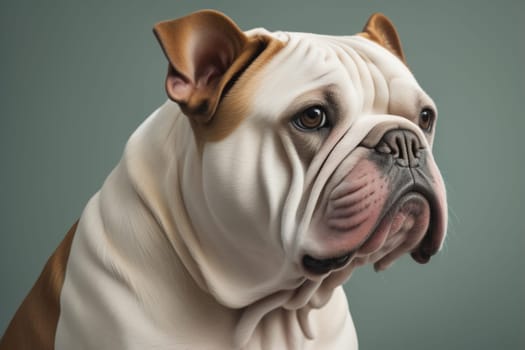 Portrait of a dog breed English Bulldog on a solid color background. ai generative
