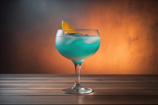 Alcohol cocktail drink on the table in bar. Toned image. ai generative