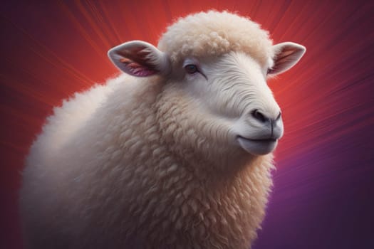 Sheep on a solid color background. Photo in old color image style. ai generative