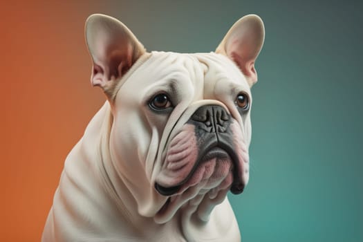 Portrait of a dog breed English Bulldog on a solid color background. ai generative