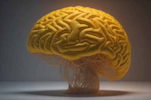 Human brain on a solid color background. ai generative
