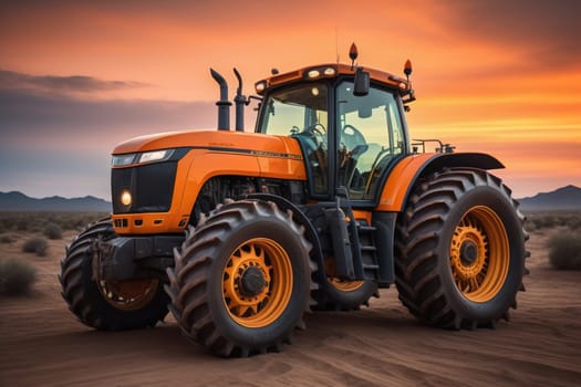Modern tractor on a colored background. ai generative