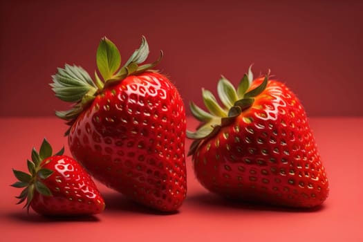 Fresh strawberries on a solid color background. generative ai