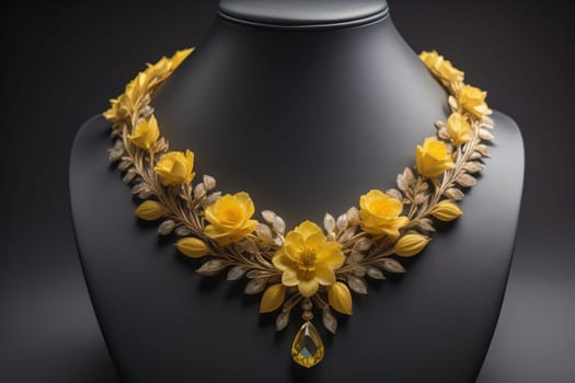 necklace on a mannequin in the studio on a solid color background. ai generative