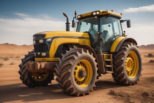 Modern tractor on a colored background. ai generative