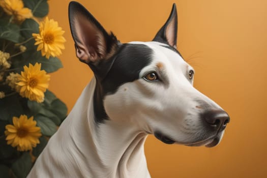 White labrador retriever dog portrait on a solid color background. Studio shot. generative ai
