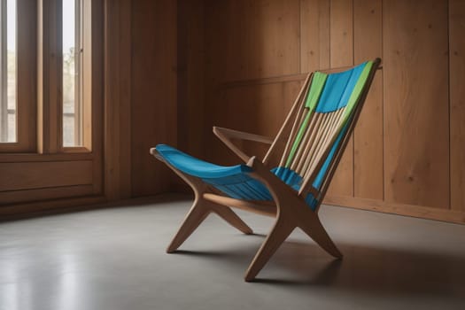 Wooden chair in the room. ai generative