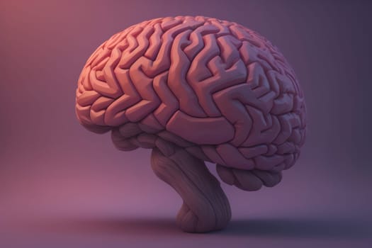 Human brain on a solid color background. ai generative