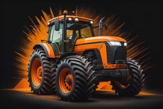 Modern tractor on a colored background. ai generative