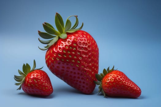 Fresh strawberries on a solid color background. generative ai