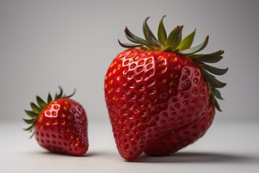 Fresh strawberries on a solid color background. generative ai