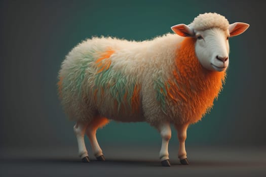 Sheep on a solid color background. Photo in old color image style. ai generative