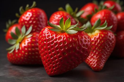 Fresh strawberries on a solid color background. generative ai