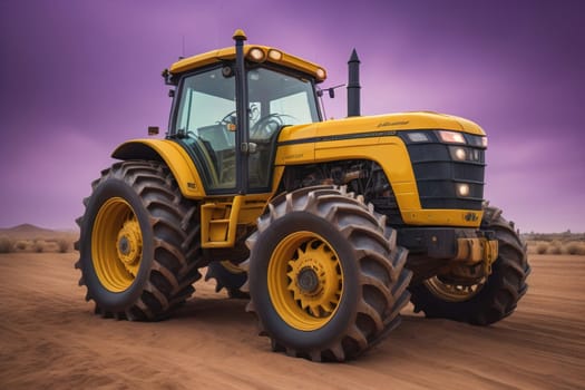 Modern tractor on a colored background. ai generative
