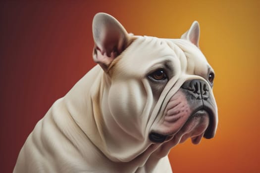 Portrait of a dog breed English Bulldog on a solid color background. ai generative