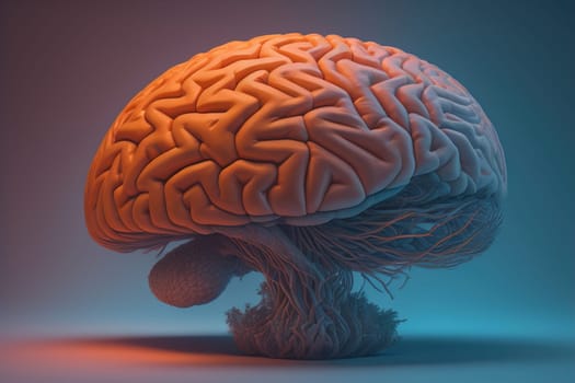 Human brain on a solid color background. ai generative