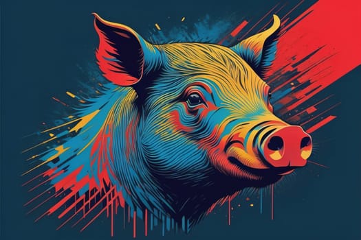Pig head. Colorful vector illustration. Isolated on a solid color background. generative ai
